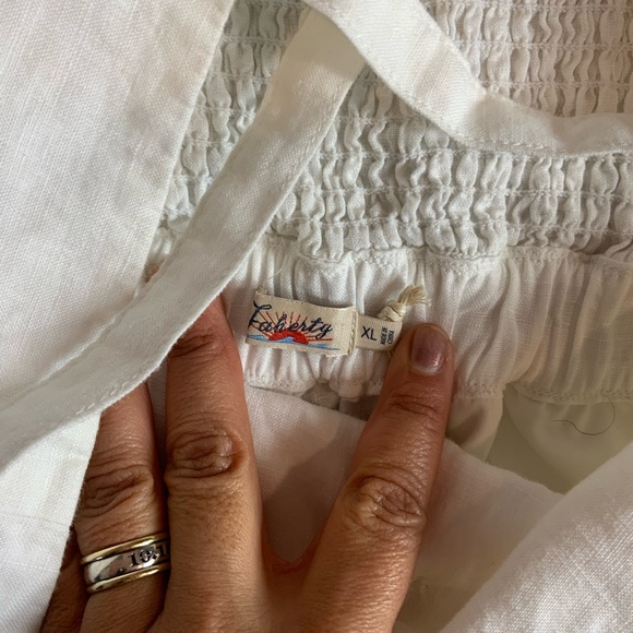 Faherty Ozzy Linen Jumpsuit relaxed leg front button sleeveless romper pants XL - Picture 9 of 14